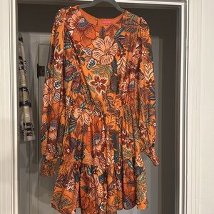 Calling fall! Orange floral fall dress
